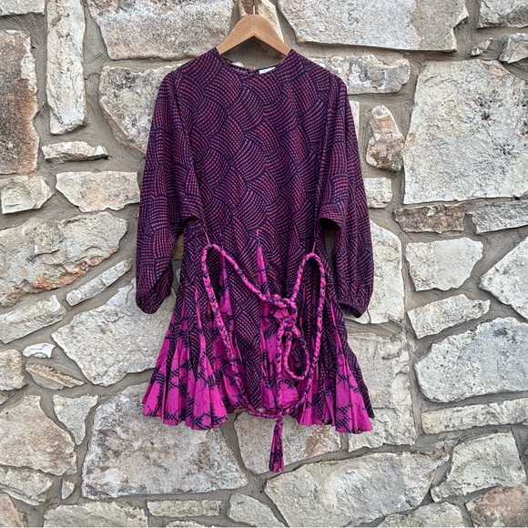 RHODE Dresses & Skirts - Rhode Womens Ella Printed Dress Short size small Geo Red Purple Long sleeve